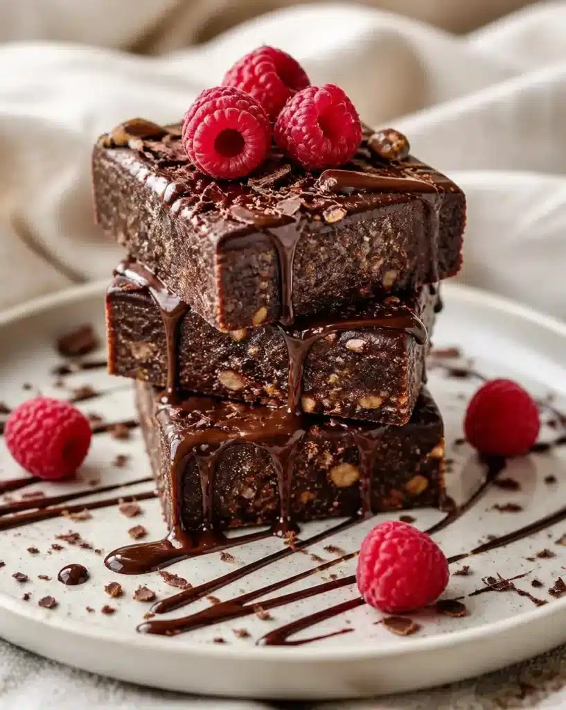 Indulgent dark chocolate fruit leather squares made with natural ingredients.