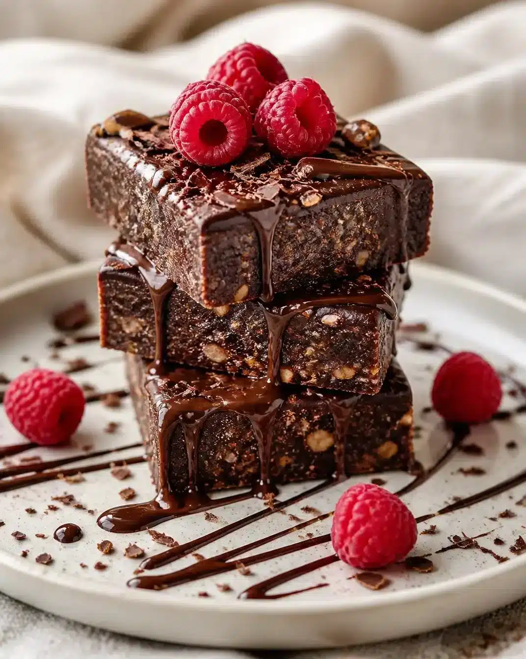 Indulgent dark chocolate fruit leather squares made with natural ingredients.