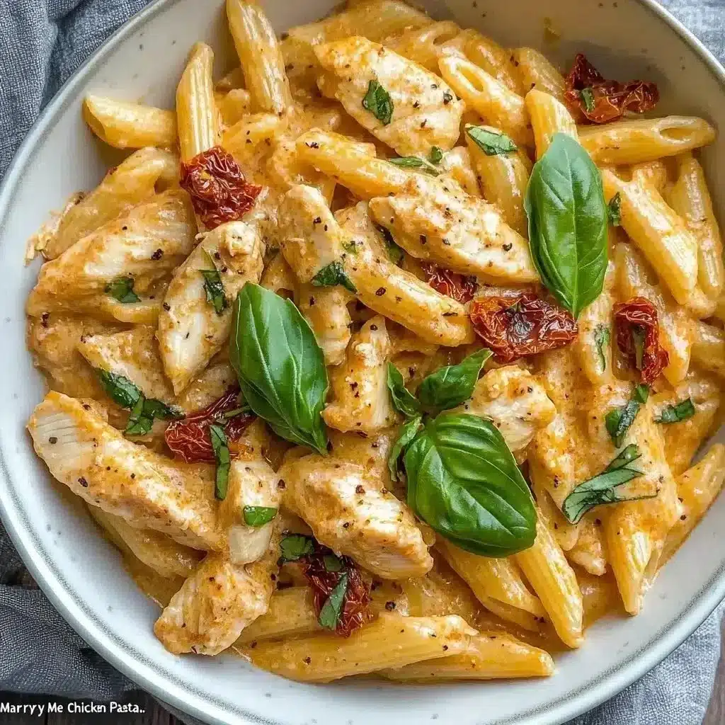 Delicious Marry Me Chicken Pasta topped with herbs and cheese.