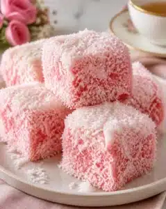 Old-Fashioned Australian Pink Coconut Cakes with a pink coconut frosting
