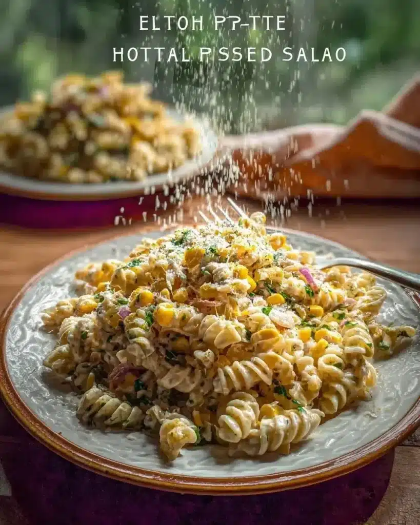 Protein-packed Mexican street corn salad pasta with fresh ingredients