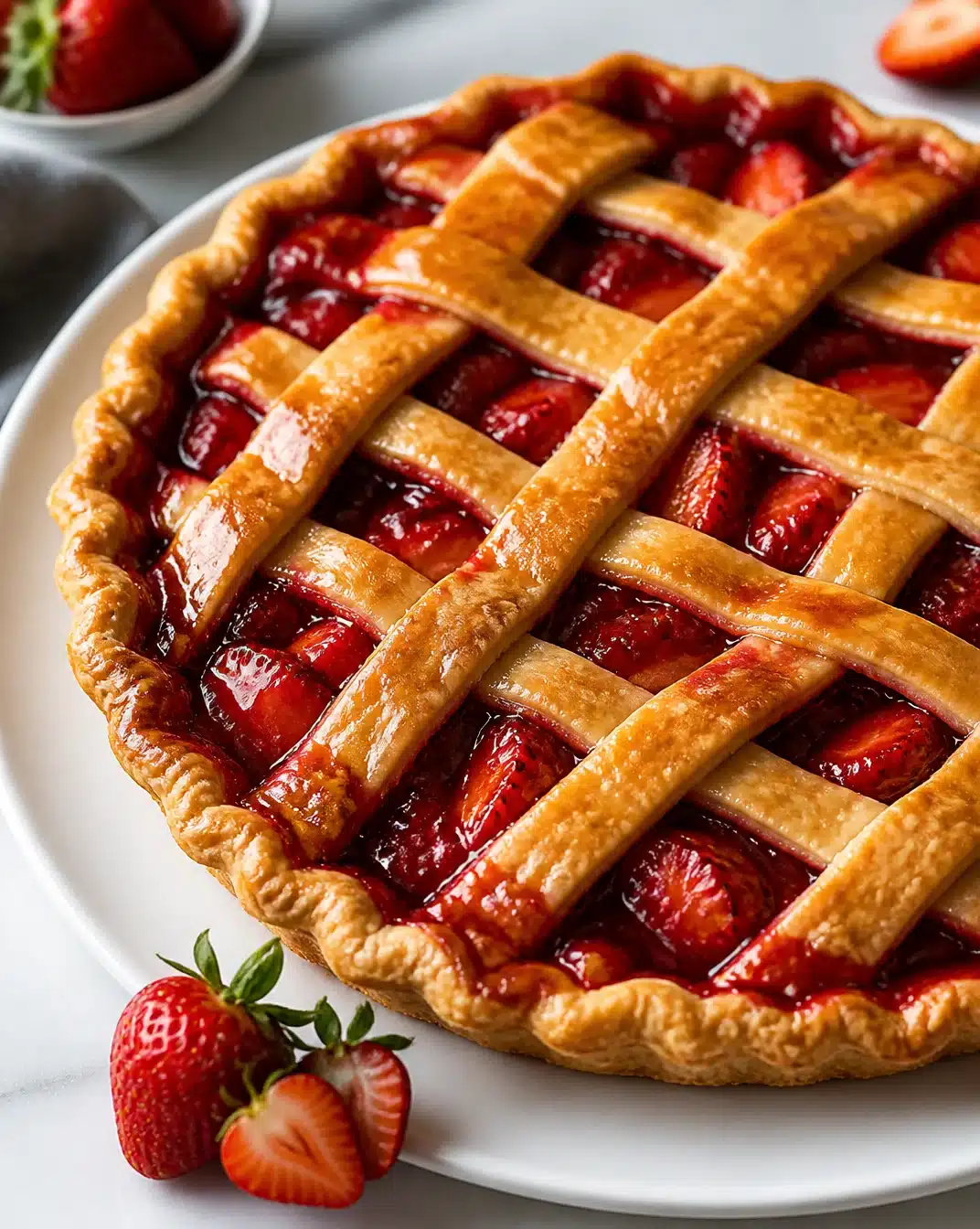 Strawberry Sheet Pie 1 Delicious strawberry sheet pie with fresh strawberries and flaky crust