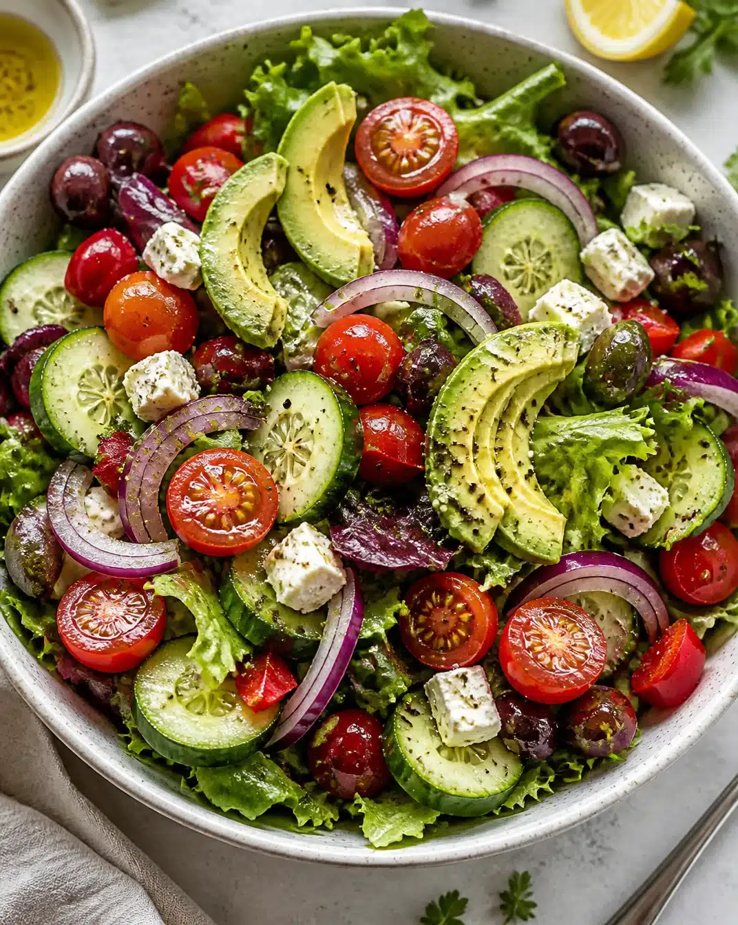 Summer Salad 1 Delicious summer salad featuring fresh vegetables and vibrant herbs.